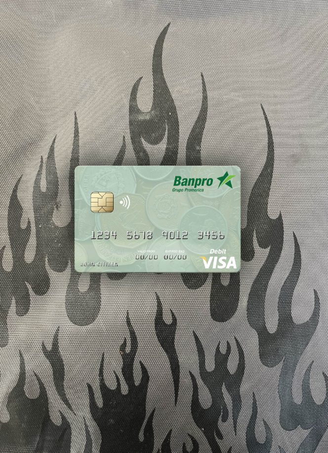 Download Nicaragua Banco de la Producción visa debit card photolook front Photoshop template